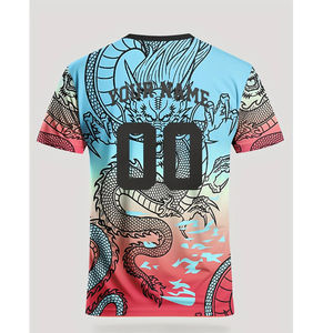 Jersey de Fútbol Americano para Adultos de Alta Calidad, Corte Automatizado, Ligero, 100% Poliéster, Secado Rápido, Diseño de Dragón Azul y Rosa - Product Image 4