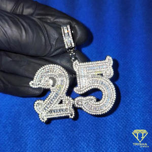 Collier personnalisé avec numéro 3 2 4, pendentif en diamant moissanite, bijoux de luxe, cadeau hip-hop - Product Image 3