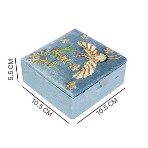 Handmade Embroidered Eco-Friendly Modern Jewelry <b>Box</b> Floral Polyester Storage Beaded Whimsy Art Craft Customizable Size Capacity - Product Image 5