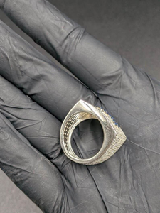 Anillo de Moissanita de Plata de Ley con Acentos Azules, Anillo de Banda Pavé, Joyería de Lujo para Hombre, Anillo de Moda Audaz Estilo Hip Hop, Regalo - Product Image 5
