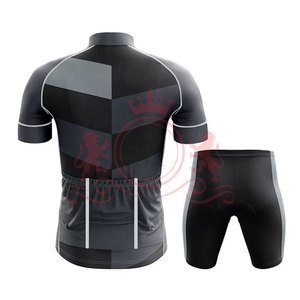 Ensemble maillot et short de cyclisme pour homme, rouge avec accents noirs, respirant, polyester, design sans coutures, pour adultes - Product Image 2