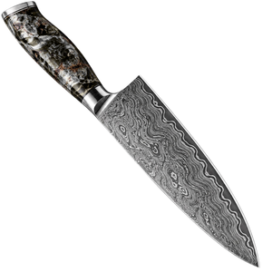 Couteau de Chef Professionnel en Acier Damas de Qualité Supérieure pour Cuisine et Restauration, Lame Tranchante pour Trancher et Hacher, Poignée Confortable - Product Image 2
