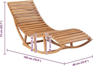 Solid Teak Wood Rocking Sun Lounger Curved Armless Patio Poolside <b>Rocker</b> <b>Chair</b> - Product Image 4