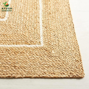 Tapis de sol rectangulaires tressés à la main 120x180cm en jute naturelle, personnalisables pour salons de style bohème - Product Image 2