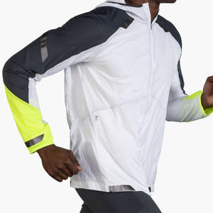 Chaqueta reflectante de alta visibilidad para correr, chaqueta de seguridad para hombre, para correr de noche, cortavientos impermeable, equipo deportivo, color blanco - Product Image 2