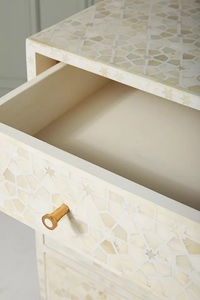 Luxury Handmade Bone Inlay Chest of Drawers Wooden <b>Storage</b> <b>Cabinet</b> for <b>Bedroom</b> Furniture with 3 Drawers Gold Base - Product Image 5