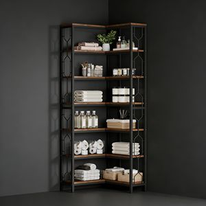 Libreria Angolare Industriale a Parete con Design ad Angolo - Product Image 1