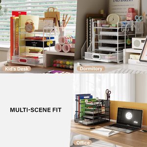 Organizador de Escritorio de Malla Rectangular de Acero al Carbono Apilable de 5 Niveles HUHOLE, Diseño Funcional Negro - Product Image 3