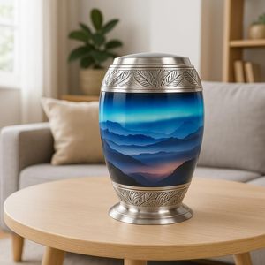 Urnas de Cremación de Aluminio Pulido Aurora Borealis para Cenizas Humanas de Mujer Adulta - Para Entierro o Uso Doméstico para Papá - Product Image 3