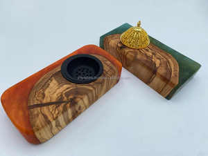 Brûleur à encens Royal Desert Barakah en résine époxy et bois d'acacia, support de luxe pour oud, cadeau arabe - Product Image 4