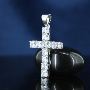 Trueya Men's Women's 925 Sterling Silver Princess Cut Cross Pendants Diamond Vvs Iced Small Chain Trendy Necklace GRA Certified - Product Image 4