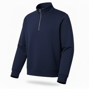 Sweat-shirt décontracté pour homme, sportif, hiver, demi-zip, col montant, uni, épais, en tissu Air Layer, écologique, tendance - Product Image 3