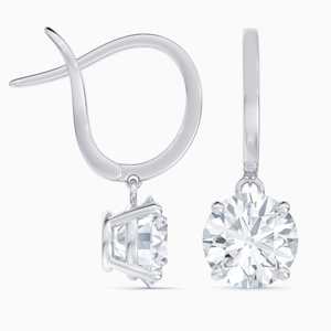 Boucles d'oreilles pendantes pour femmes en or 14 carats avec diamants ronds brillants de laboratoire certifiés IGI, plaquées rhodium, bijoux de soirée - Product Image 4