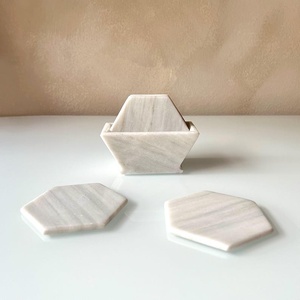 Handmade <b>Marble</b> <b>Coasters</b> Set of 4/6 with Anti-Slip Base for Coffee Table - Product Image 3