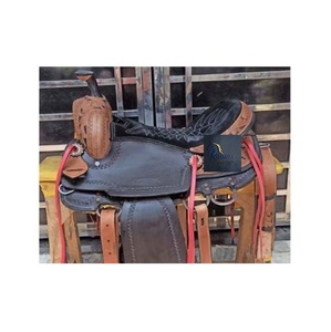 Brown Leather Western Barrel Racing Horse Saddle Floral <b>Hand</b> Carved Black Suede Seat Latigo Straps With Tack Set 10" -18" Inch - Product Image 2