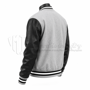 Chaqueta Varsity de Invierno Unisex Personalizada, Ecológica, Transpirable y Resistente al Viento, Chaqueta de Béisbol con Letras Bordadas, Mangas de Cuero PU Negro - Product Image 4