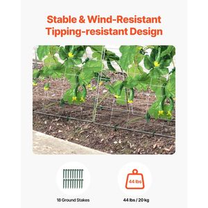Set di tralicci pieghevoli in metallo da 35 x 55 pollici per cetrioli, con clip per piante rampicanti, per orti rialzati, recinzioni da giardino e accessori per tralicci - Product Image 3