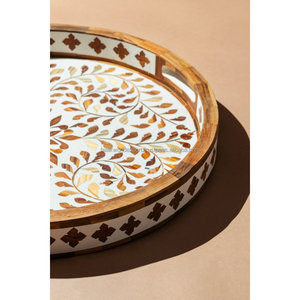 Plateau de service en résine avec incrustations en bois, design créatif, poignée en forme de feuille, compatible lave-vaisselle et micro-ondes, vaisselle pour usage domestique, baptême - Product Image 6