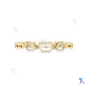 Lab Grown Diamond Geometric Hexagon Station Link <b>Bracelet</b> 14K <b>Solid</b> Gold Fine Unisex Luxury Jewelry Party Gift Manufacturer - Product Image 1