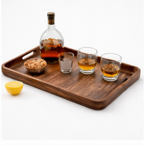Bandeja Rectangular Premium de Madera de Acacia con Asas Integradas, Plato Decorativo Duradero con Vetas Naturales para Café - Product Image 5