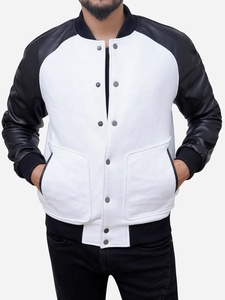 Fabricant OEM, vente en gros de vestes varsity vintage streetwear d'hiver pour hommes, vestes varsity personnalisées en tissu de laine avec manches en cuir - Product Image 3
