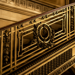 Antique Black Gold Wrought Iron Stair <b>Railing</b> Ornamental Balustrade Luxury Interior Handrail Design for Villa Hotel - Product Image 1