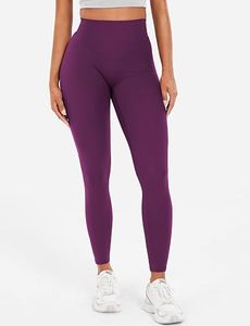 Leggings de yoga taille haute sans couture, longueur intégrale, froncés, effet push-up, pour l'entraînement, en Spandex Nylon violet - Product Image 2