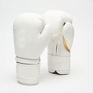 Guantes de boxeo profesionales de cuero vacuno con cordones, acolchado grueso de 4 capas, protección completa para los dedos y absorción de la humedad. - Product Image 1
