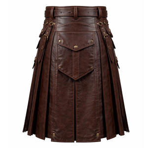 Men’s Brown <b>Leather</b> Utility Kilt Handmade Genuine <b>Leather</b> Kilt with Pockets Gothic, Biker & Steampunk Style - Product Image 2