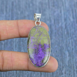 สร้อยคอจี้รูปไข่ทำมือจากเงินแท้ 925 ชุบทองและโรเดียม ประดับด้วยพลอยพูร์ปิริต เครื่องประดับสไตล์โบโฮ คริสตัลบำบัด - Product Image 4