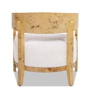 Fauteuil d'appoint en bois de burl de 26,5 po, blanc coquillage, en chenille, pour salon, Madrid - Product Image 5