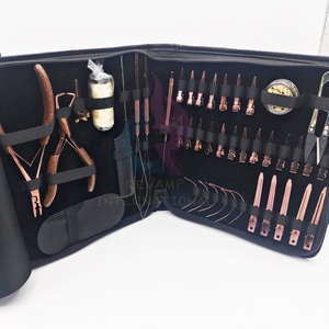 Professional Rose Gold Hair Extension Tools Kit With Bead Opening & Closing Pliers Alligator Clips Needles <b>Crochet</b> <b>Hook</b> & Ring - Product Image 3