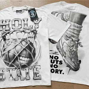 Camiseta de Manga Corta con Estampado de Letras de Baloncesto, Estilo Urbano Holgado, para Hombre y Mujer, Tendencia de Verano - Product Image 2