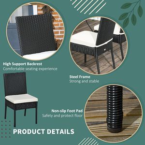 Sedie da Pranzo da Esterno in Rattan Bianco Crema con Comodi Cuscini per Uso in Patio - Product Image 5