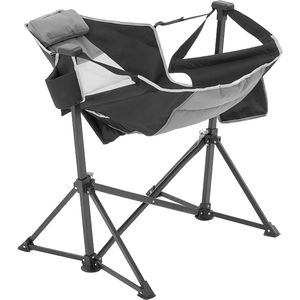 Sedia da Campeggio Reclinabile con Portabicchieri e Borsa Portaoggetti, Poggiatesta, Capacità 136 Kg, Sedia a Dondolo Pieghevole per Avventure all'Aperto - Product Image 1