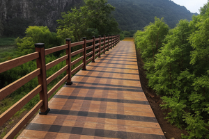 พื้นระเบียงไม้เทียม WPC รุ่นที่ 3 ของเกาหลี ยี่ห้อ DUSSEN WOOD  แบบร่วมสมัย กันลื่น กันน้ำ เหมาะสำหรับริมสระน้ำ ปาร์ตี้บาร์บีคิว สวนสาธารณะ สนามกีฬา - Product Image 4