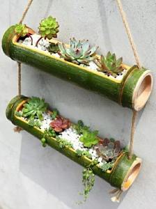 Jardinière murale en bambou écologique, pot à fleurs en bambou naturel, décoration murale rustique pour jardin - Product Image 5