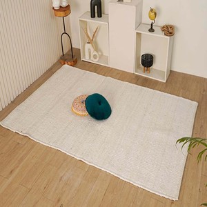 Tapis d'intérieur en jute tissé à la main ivoire, tapis de salon minimaliste blanc neutre en jute, tapis de chambre moderne scandinave, décoration de sol douce - Product Image 1