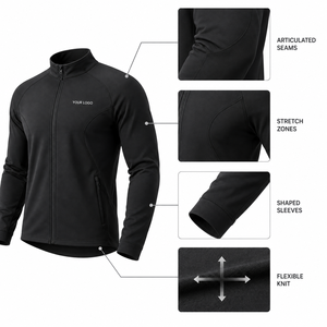 Veste d'entraînement à col zippé en tissu softshell respirant, pull sportif, vêtement d'extérieur personnalisé OEM pour fitness et entraînement, fabrication usine - Product Image 3