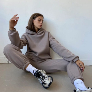 Ensemble 2 pièces classique à épaules tombantes en coton de qualité supérieure Pantalon de jogging Sweat-shirt à capuche surdimensionné avec motif solide Offre à quantité minimale de commande bas - Product Image 5