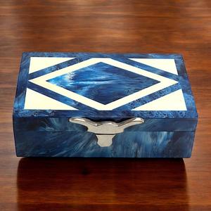 AL MALIK CRAFT AMC Rectangular Wooden Storage <b>Box</b> Gray White <b>Floral</b> Inlay Pattern Jewelry Cosmetic Organizers 0-1L Necklace Ring - Product Image 2