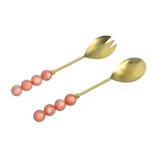 <b>Gold</b> Polished Cutlery Steel Metal Handle Decorative Handle <b>Spoon</b> Salad Server High Quality Manufacture Mirrored <b>Serve</b> Ware - Product Image 4