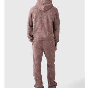 Best Price Custom Winter Hooded Casual Solid Acid Wash Printed 100% Cotton Sport <b>Tracksuit</b> Men Plus Size Lightweight Jogging - Product Image 2