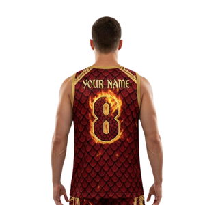 Conjunto de Uniforme de Baloncesto para Hombre, Camiseta sin Mangas con Cuello en V, Estampado de Diamantes, Nombre y Número del Equipo, Kit para Adultos, 100% Poliéster - Product Image 4