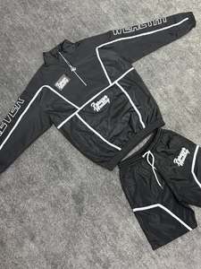 Custom Nylon Tracksuit <b>Wind</b> <b>Breaker</b> Zip up Hoodie and Shorts Set Plain High Quality Windbreaker Short Set - Product Image 5