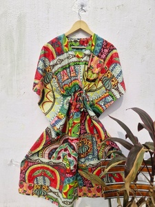 Robe kimono en mousseline de coton biologique : Kaftan fait main extra doux à l'effigie d'un œil protecteur - Product Image 2