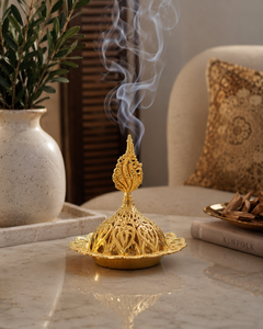 Quemador de incienso Bakhoor de latón macizo, quemador de incienso árabe Oud, soporte decorativo para incienso, decoración aromática para el hogar y el hotel, regalo para Ramadán y Eid - Product Image 2