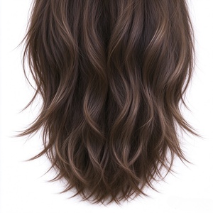 Perruque 100% cheveux humains, longue et ondulée, brun foncé, pour femmes, aspect naturel, avec bonnet ajustable pour un usage quotidien, des fêtes et des mariages - Product Image 5