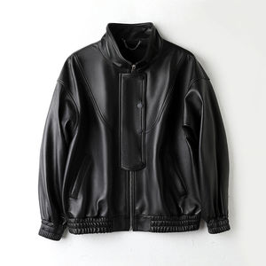 2026 Custom <b>Retro</b> Loose Fit Women’s Bomber <b>Jacket</b> Genuine <b>Leather</b>, Ladies’ Oversized Vintage Outerwear for Wholesale - Product Image 6