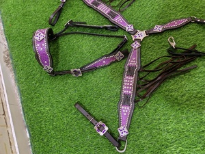 2026 Conjunto de Silla de Montar Western de Cuero Vacuno 100% Hecho a Mano de Alta Calidad, Pintado a Mano, con Cabezada de Una Oreja y Pechopetral con Cuentas A.T - Product Image 6